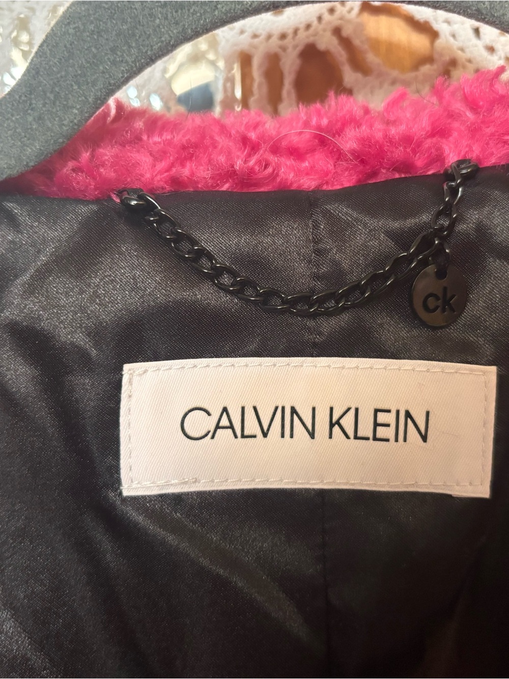 Calvin Klein Women's Hot pink Bouclé Double-Breasted Coat - Picture 2 of 3